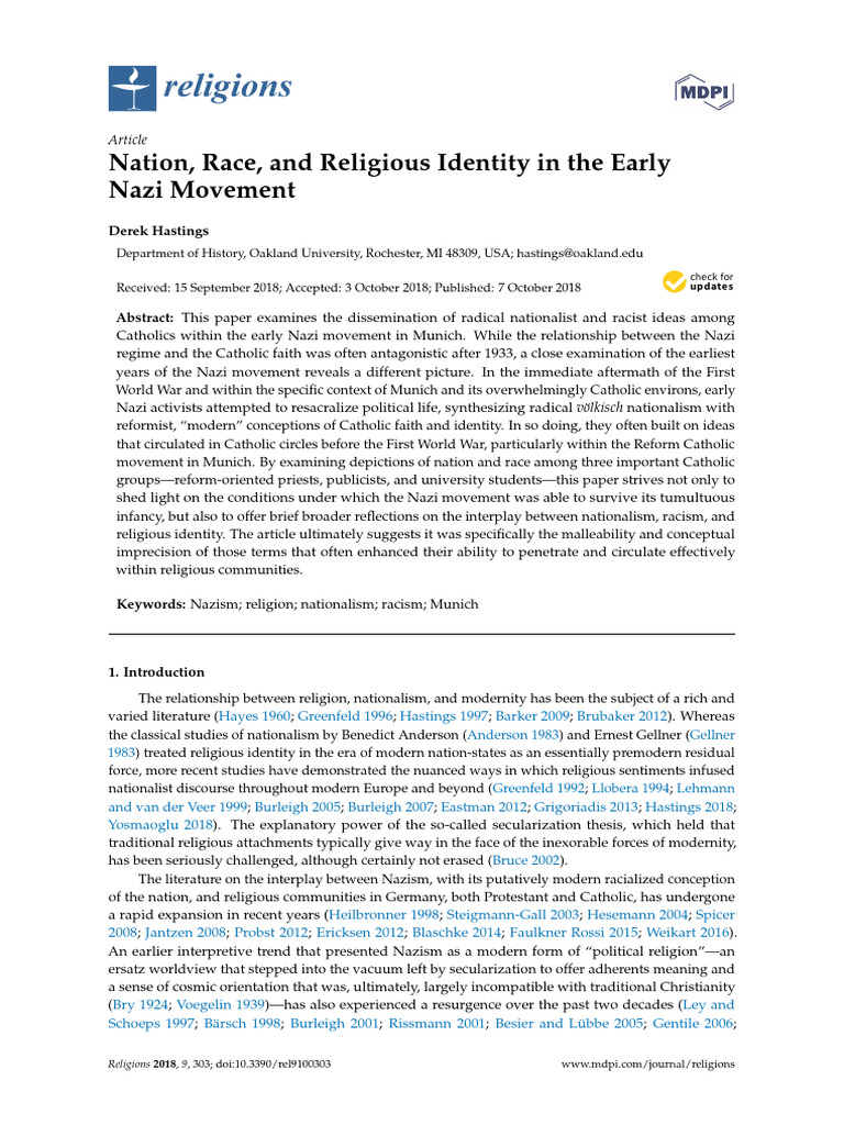 Nation, Race, and Religious Identity in the Early Nazi Movement | PDF ...