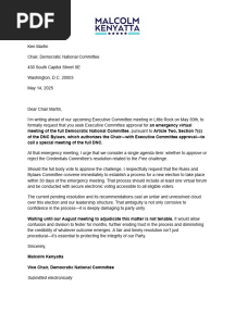 DNC Vice Chair Malcolm Kenyatta Letter to Chair Ken Martin