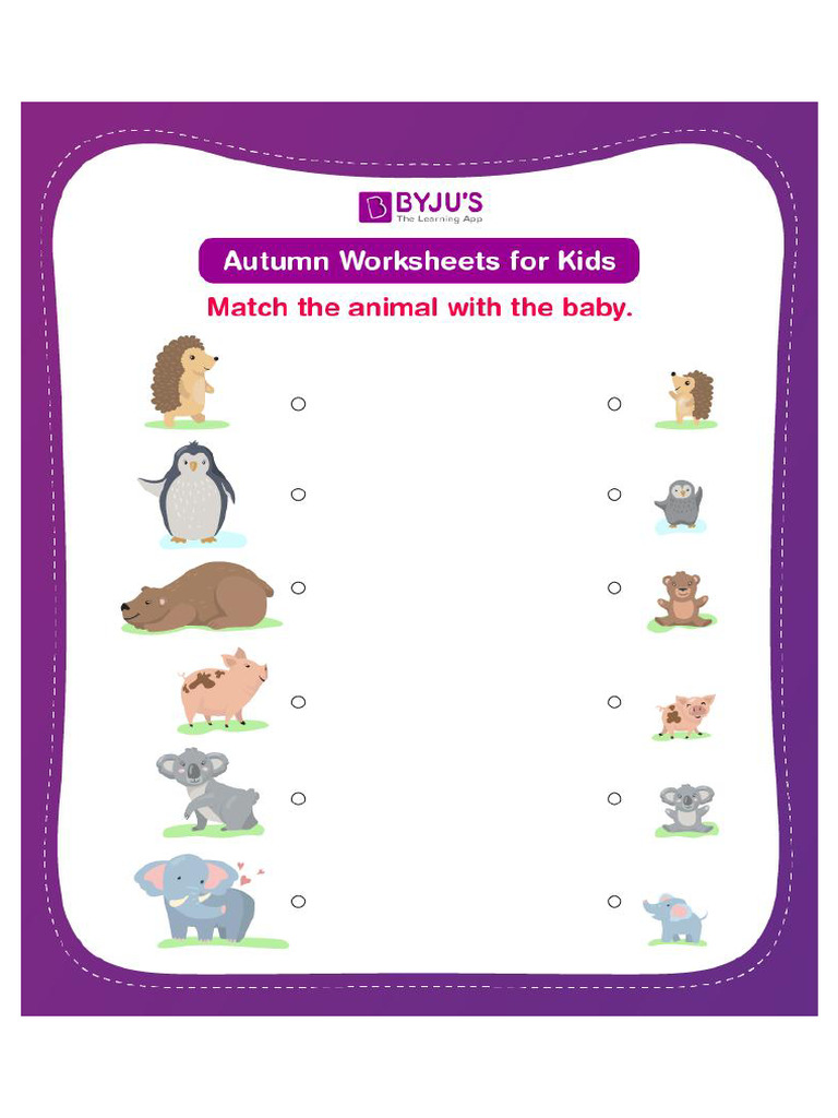 Animals and Their Young Ones Worksheet For Kids 03 | PDF