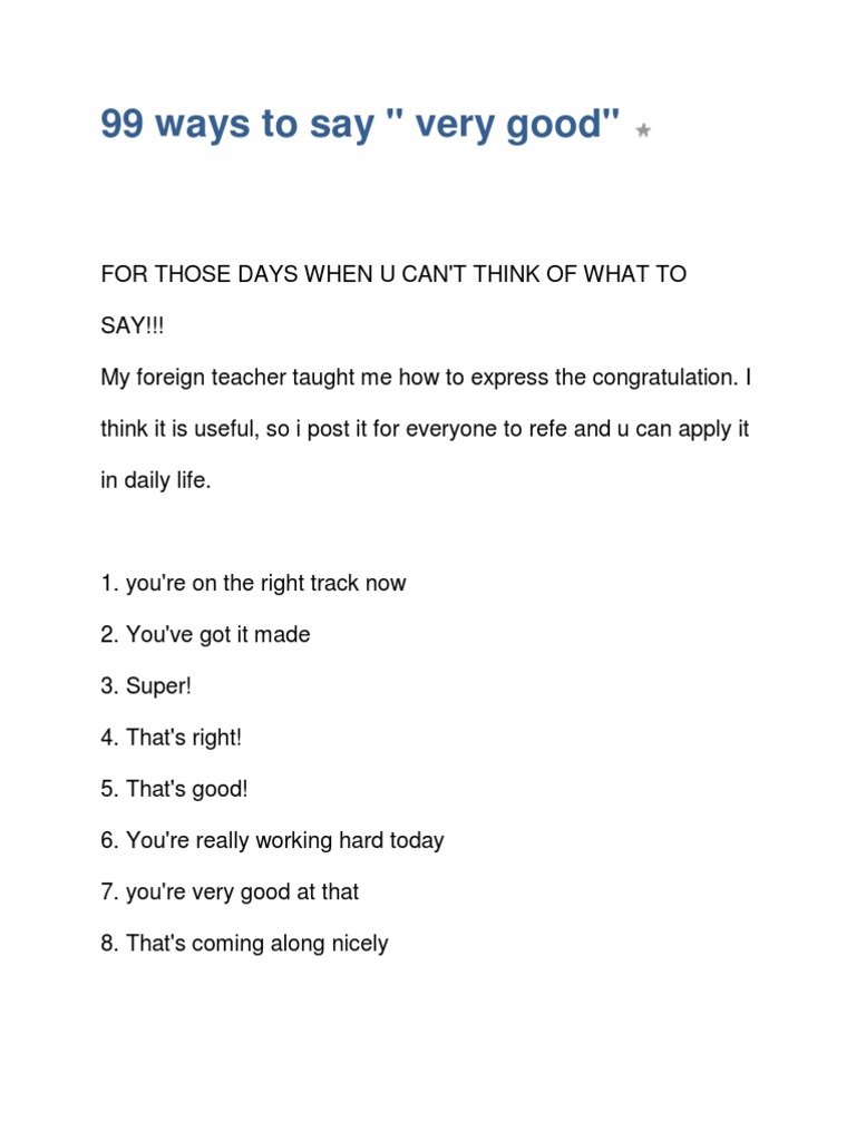 99 ways to say 