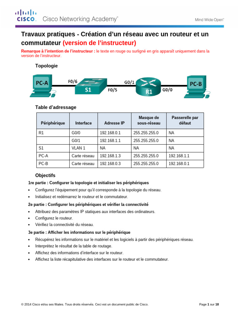 Réseau avec Routeur et Commutateur | PDF | Topologie de réseau | Adresse IP