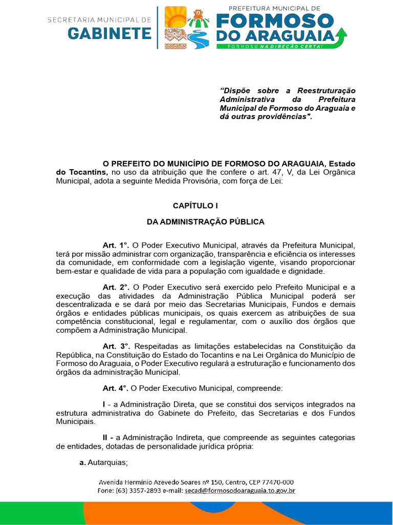 Reestruturação Administrativa de Formoso | PDF | Administração pública ...