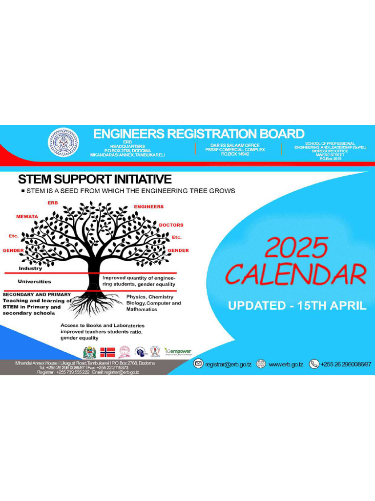 Erb Calendar 2025 - Updated April | PDF