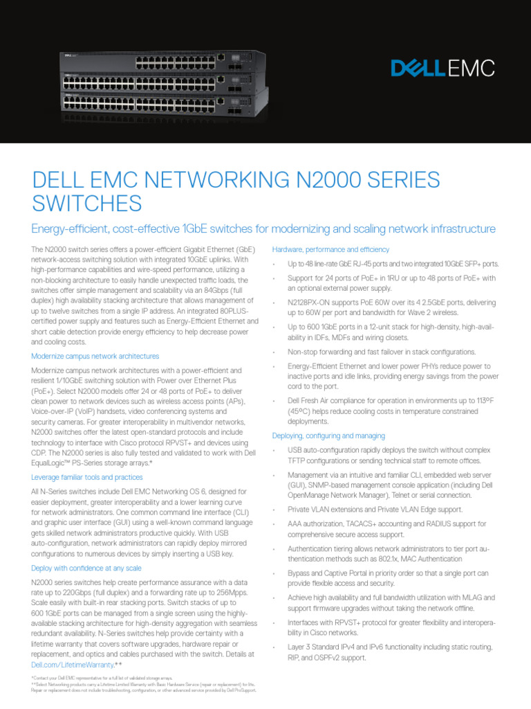Dell N2000 Series Switch Overview | PDF | Computer Network | Network Switch