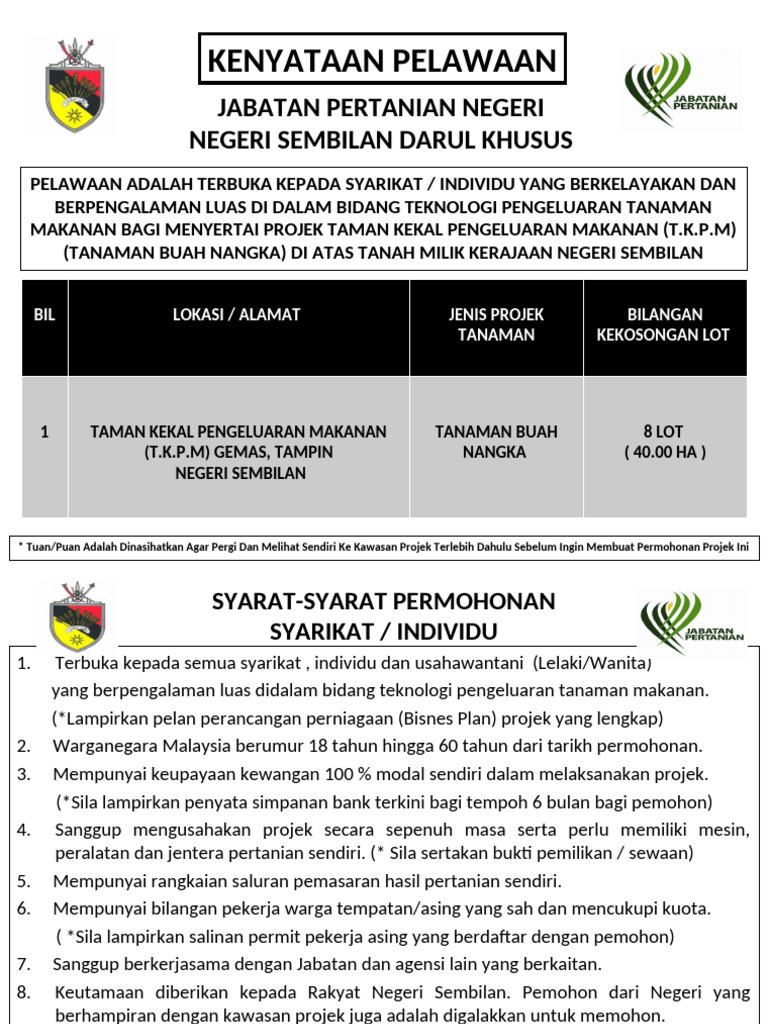 Tampin Contoh Iklan TKPM Gemas Negeri Sembilan 2025 21 April 2025 | PDF