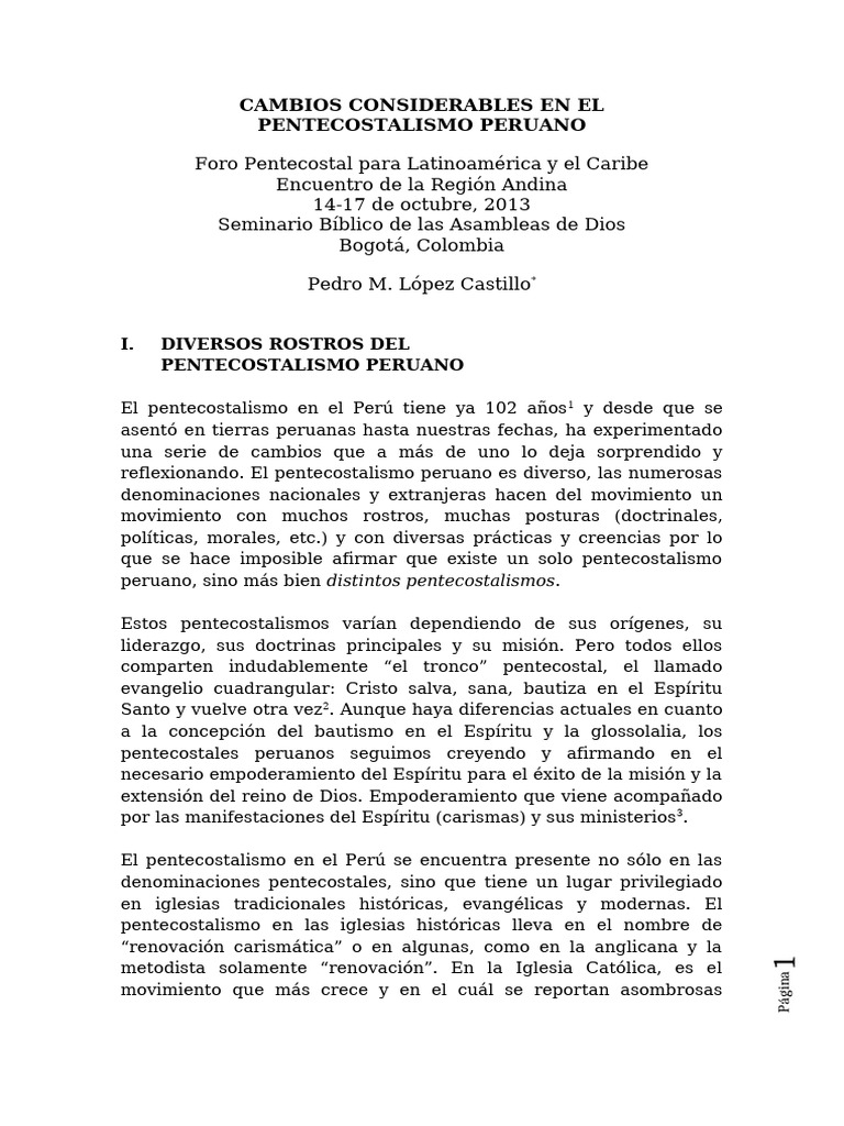 Evolución del Pentecostalismo en Perú | PDF | Pentecostalismo ...