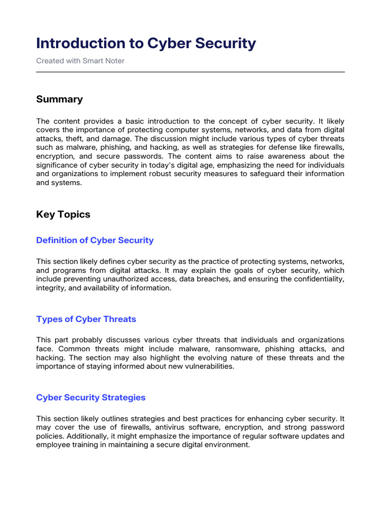 Cyber Security Overview and Strategies | PDF