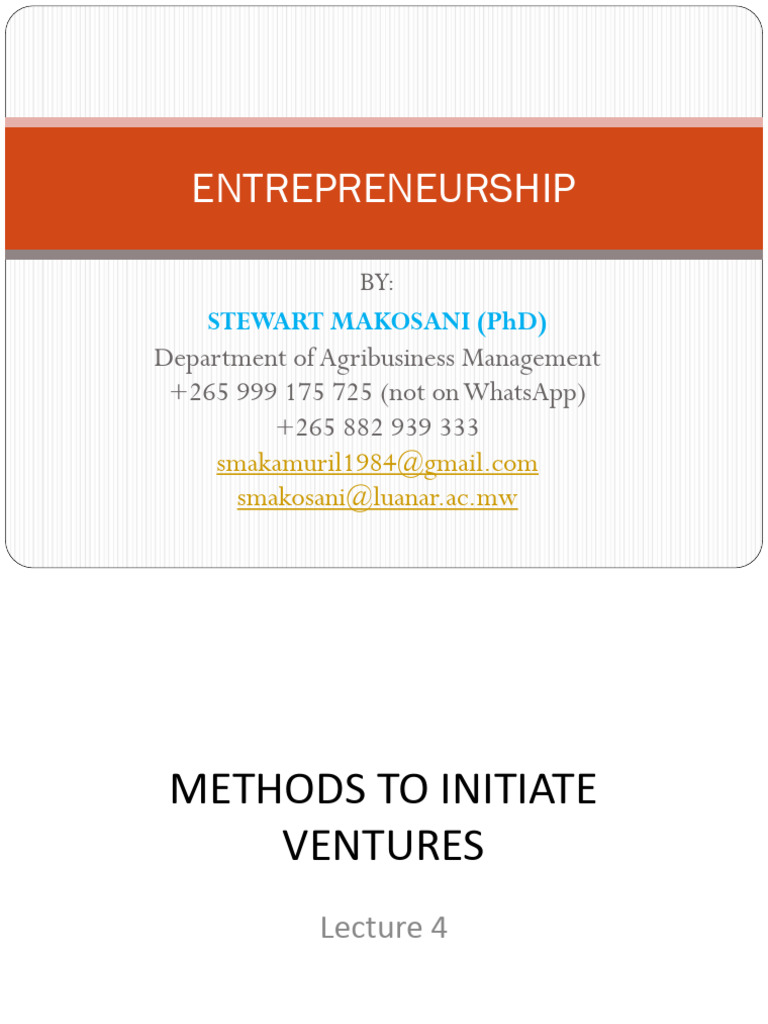 Pathways to Starting a Business Venture | PDF | Franchising ...