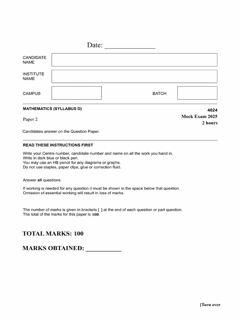 O Level P2 Mock Paper (6th May) | PDF