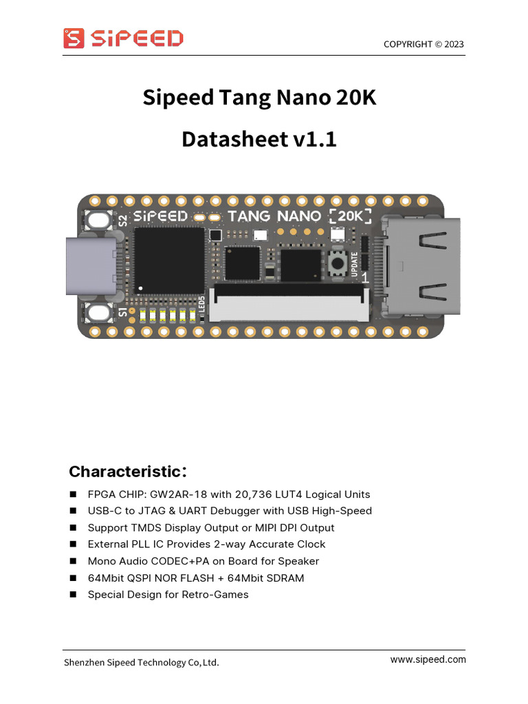 Sipeed Tang Nano 20K FPGA Junta de Desarrollo RISCV Linux Retro Game Player (sin