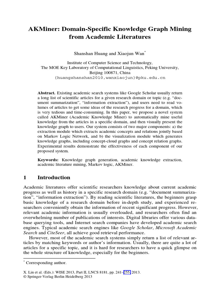AKMiner: Mining Knowledge Graphs in Academia | PDF | Cognitive Science ...