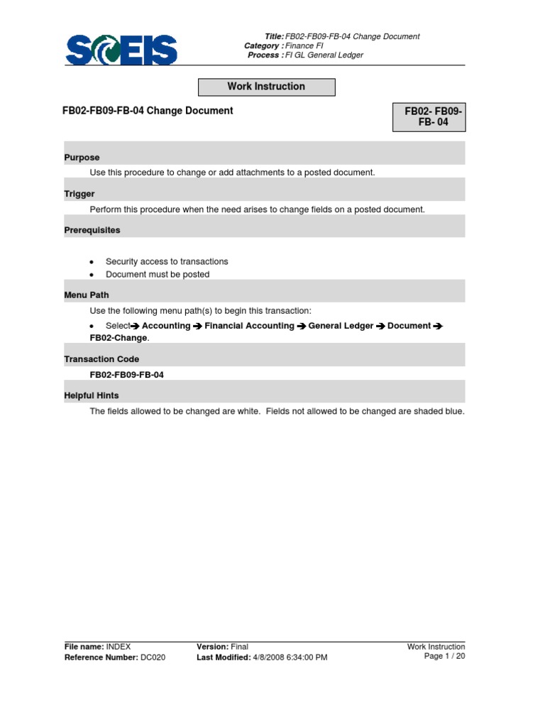 SAP FB02-FB09 Document Change Guide | PDF | Computer File | Software