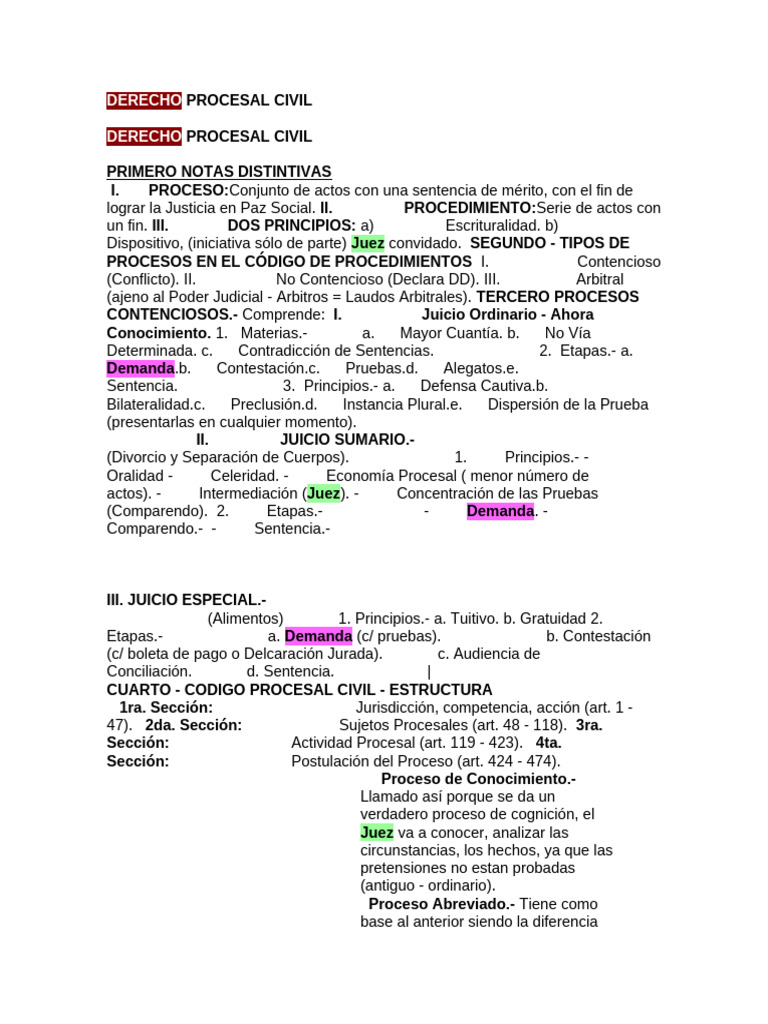 Proceso y Tipos en Derecho Procesal Civil | PDF | Demanda judicial ...