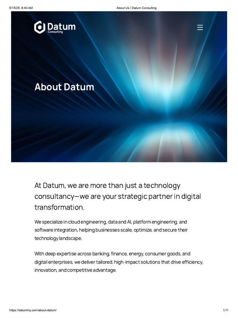 About Us - Datum Consulting | PDF | Cloud Computing | Information ...