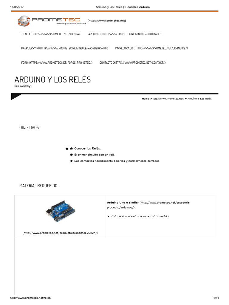 Tutorial de Arduino con Relés | PDF | Relé | Ingeniería Informática