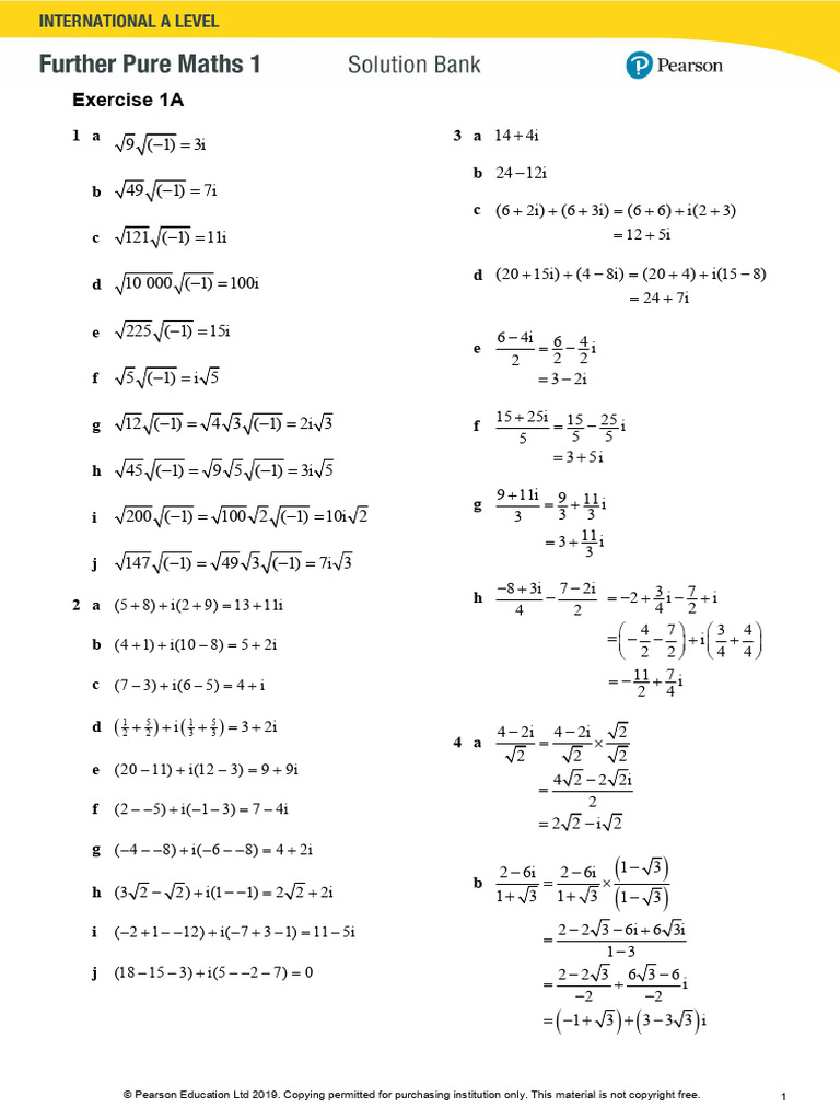 FP1 Exercise 1A | PDF