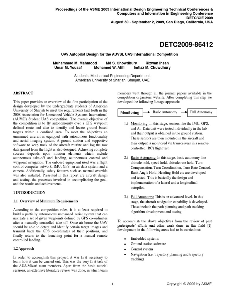 Autopilot Design PDF Unmanned Aerial Vehicle Microcontroller