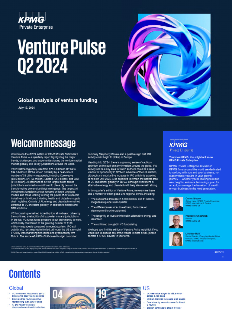 KPMG Venture Pulse Q2 2024 Insights | PDF | Venture Capital | Corporate ...