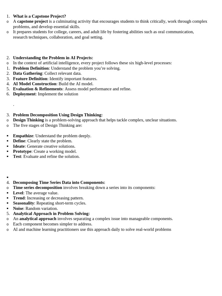 Capstone Projects in AI Problem Solving | PDF