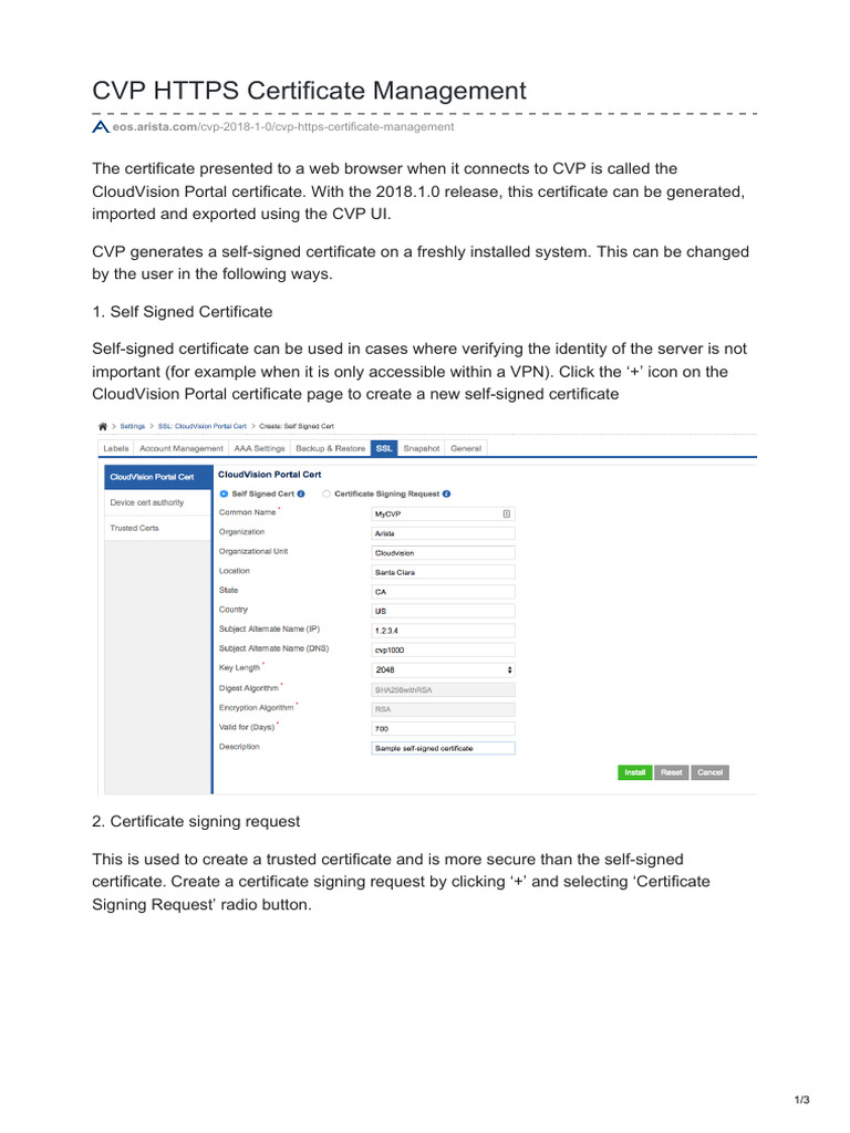 CVP HTTPS Certificate Management | PDF | Public Key Certificate ...