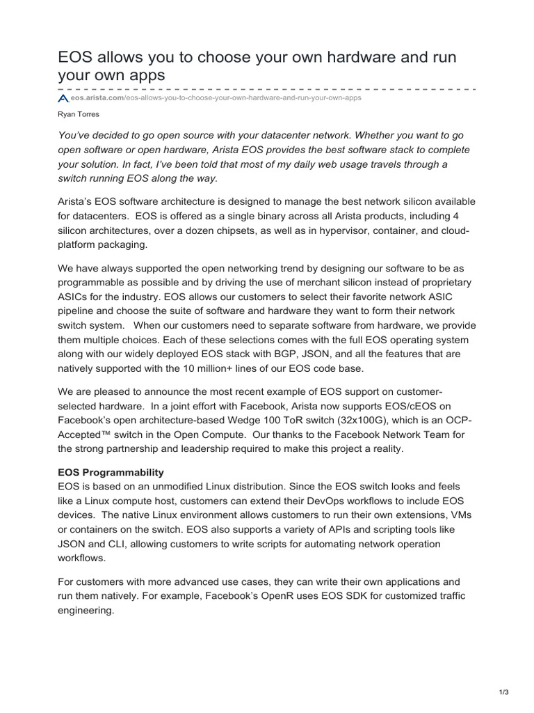 EOS Allows You To Choose Your Own Hardware and Run Your Own Apps | PDF ...