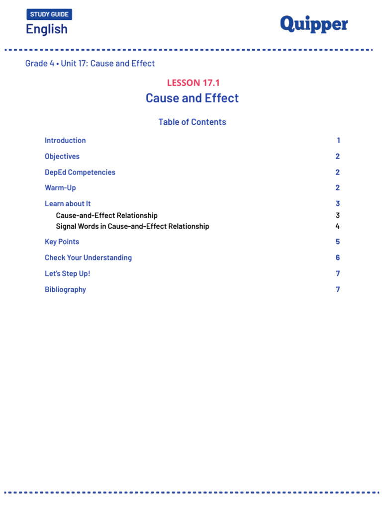 Grade 4 Cause and Effect Lesson | PDF | Causality