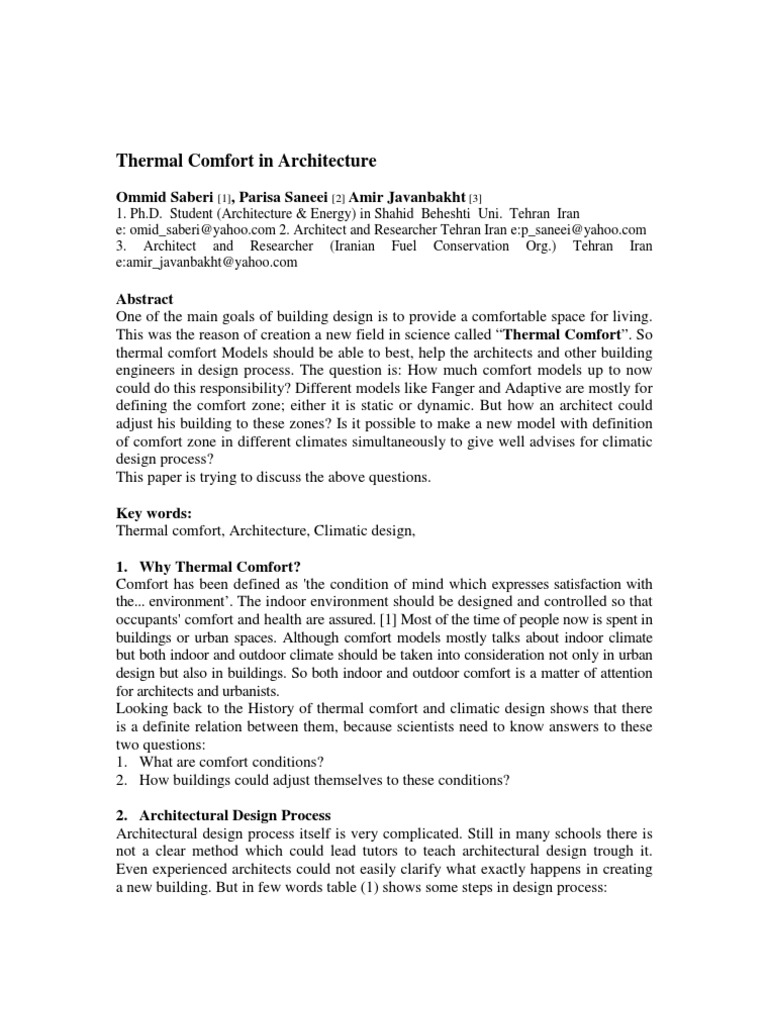 Thermal Comfort in Architecture | PDF | Air Conditioning | Relative ...