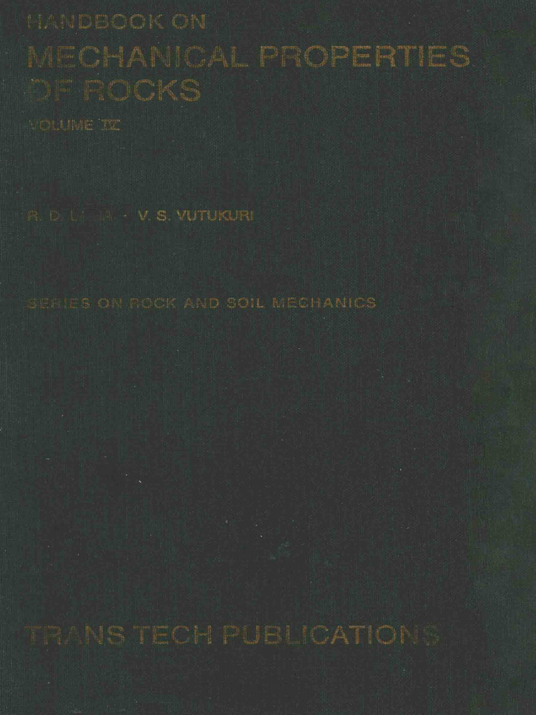 Handbook On Mechanical Properties of Rocks Volume 4 (R.d.lama, V.s ...