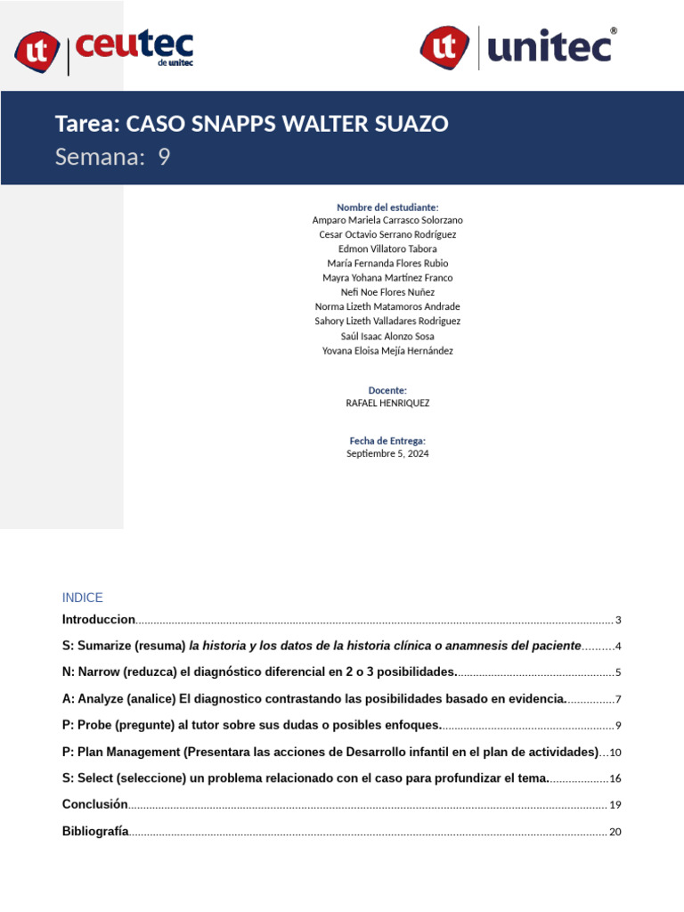 Informe SNAPPS Grupo Semana 6 | PDF | Ansiedad | Trastorno de ...