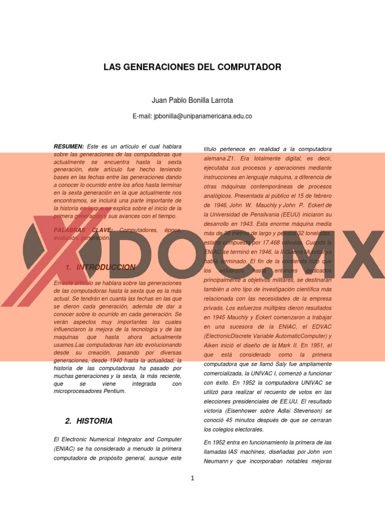 Evolución de las Generaciones de Computadoras | PDF | Circuito ...
