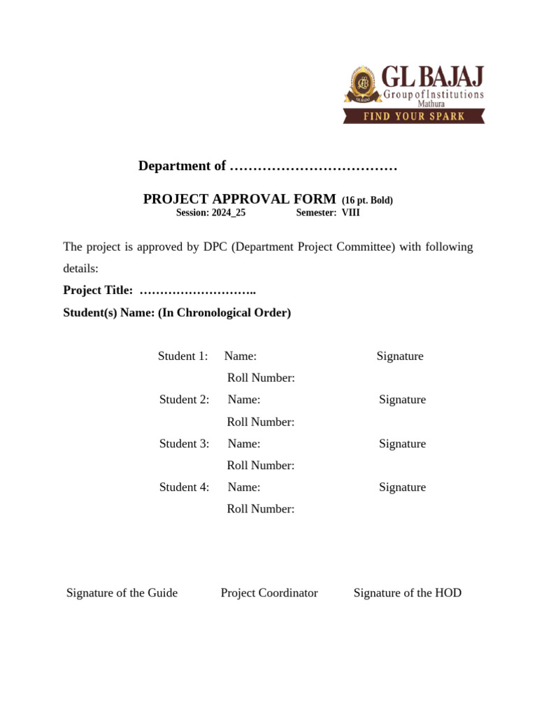 Project Approval Form 2024-25 | PDF