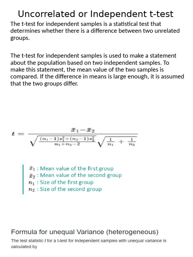 Uncorrelated or Independent T Test | PDF