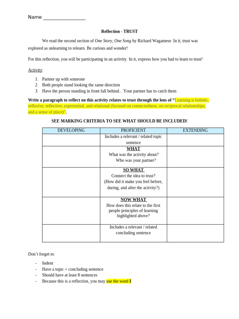 Reflection - Trust | PDF