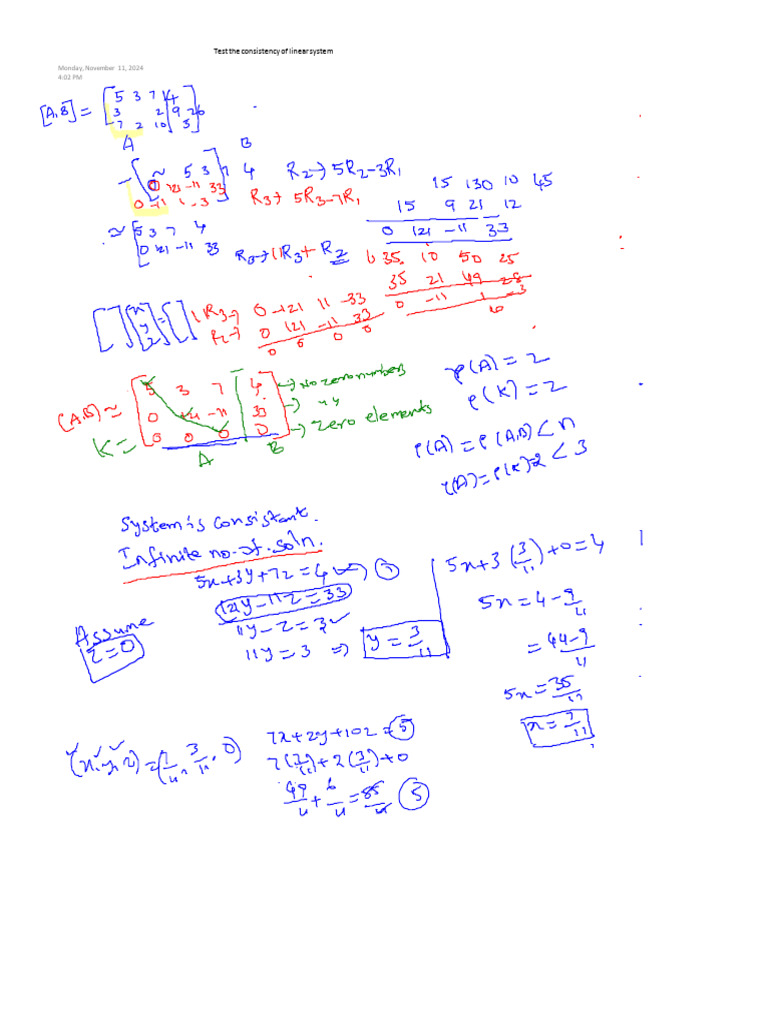 Test Consistancy of System of Linear Differential Equations | PDF