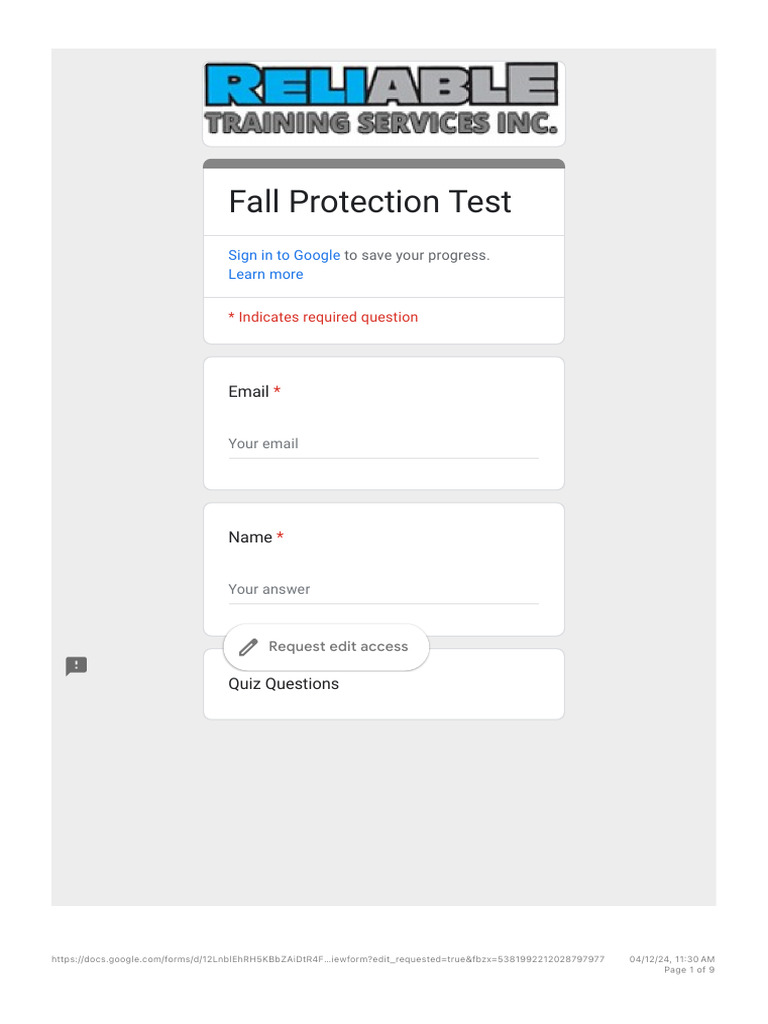 Fall Protection Quiz for Construction Safety | PDF | Working Conditions ...