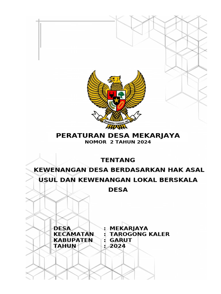 Contoh Perdes Kewenangan Desa 2024 | PDF