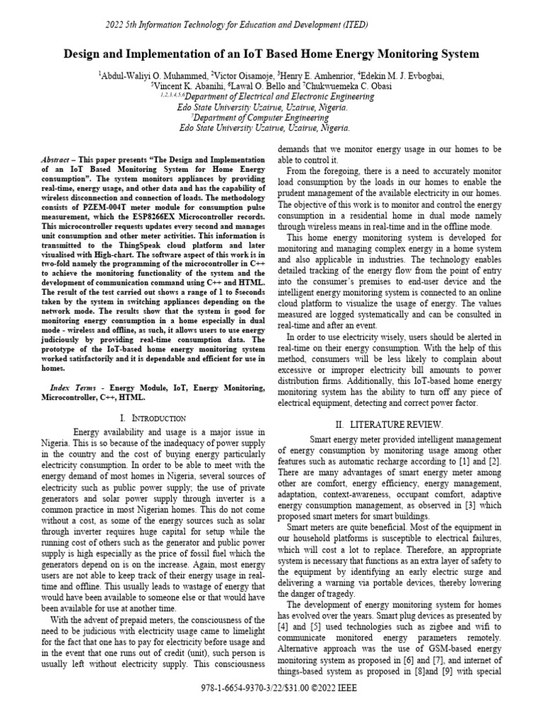 Design and Implementation of An IoT Base | PDF | Internet Of Things ...
