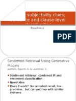 Finding Subjectivity Clues