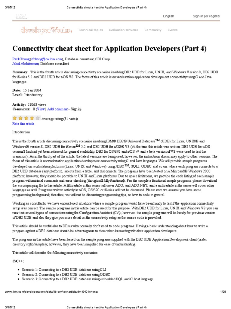 Connectivity Cheat Sheet For Application Developers (Part 4) | PDF ...