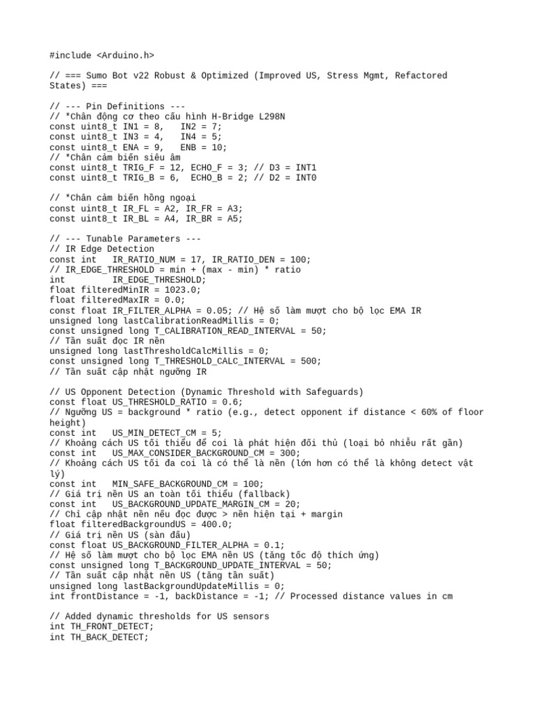 Sumo Bot Code Advanced | PDF