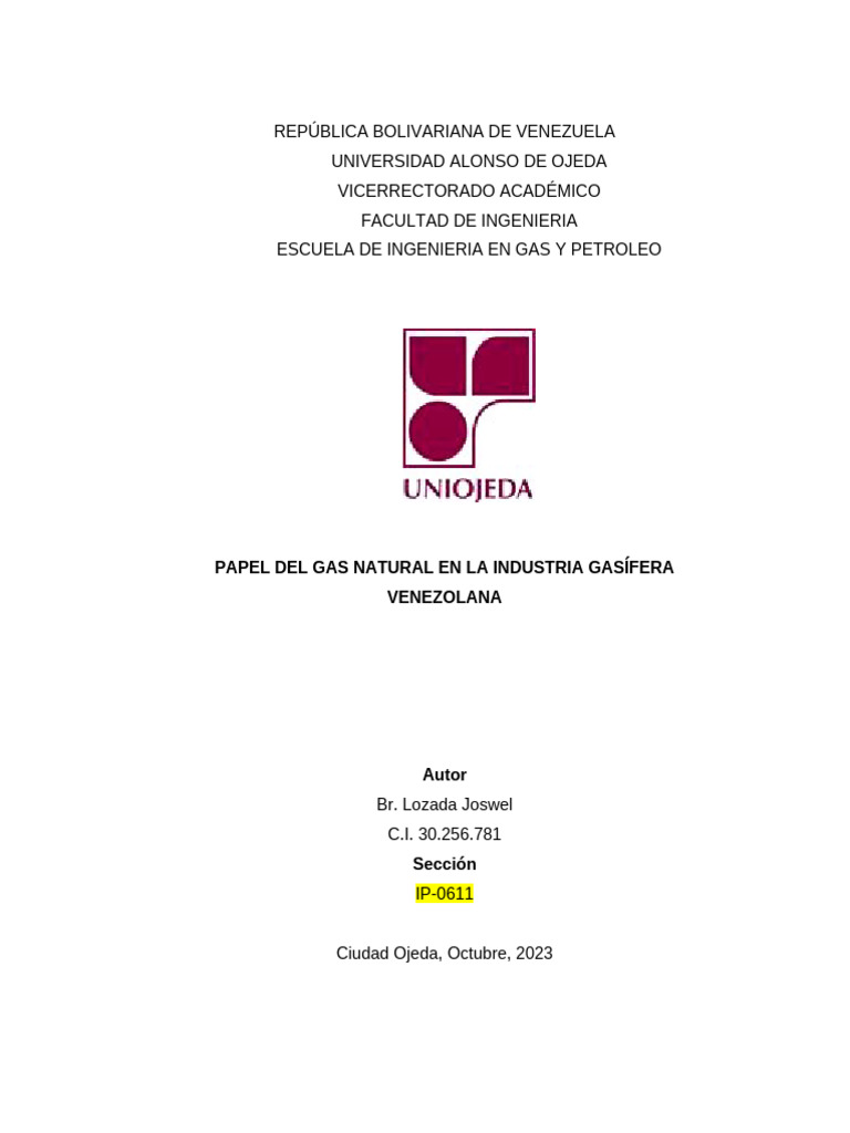 Papel del Gas Natural en Venezuela | PDF | Gas natural | Hidrocarburos