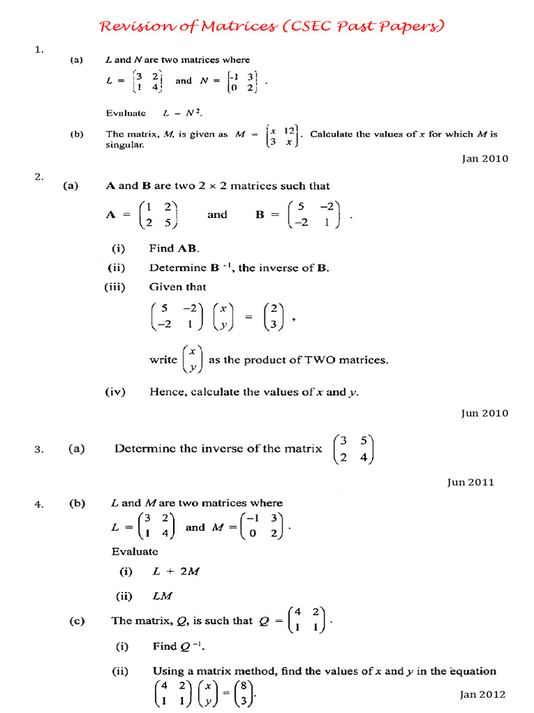 Matrices (2010-2020) | PDF