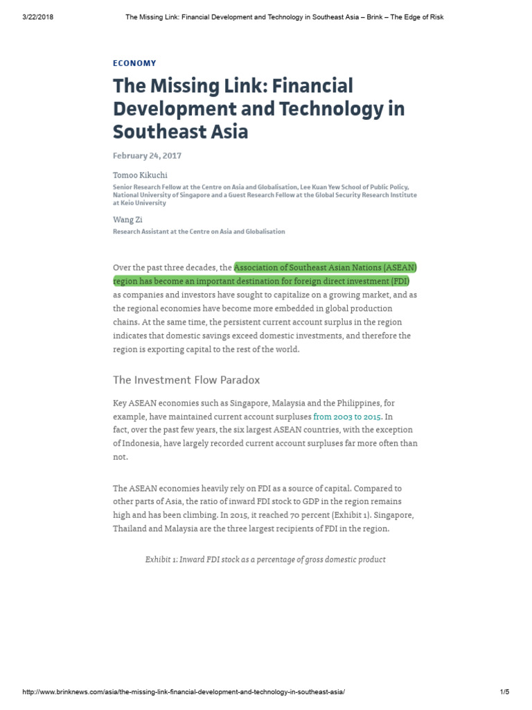 The Missing Link Financial Development and Technology in Southeast Asia ...