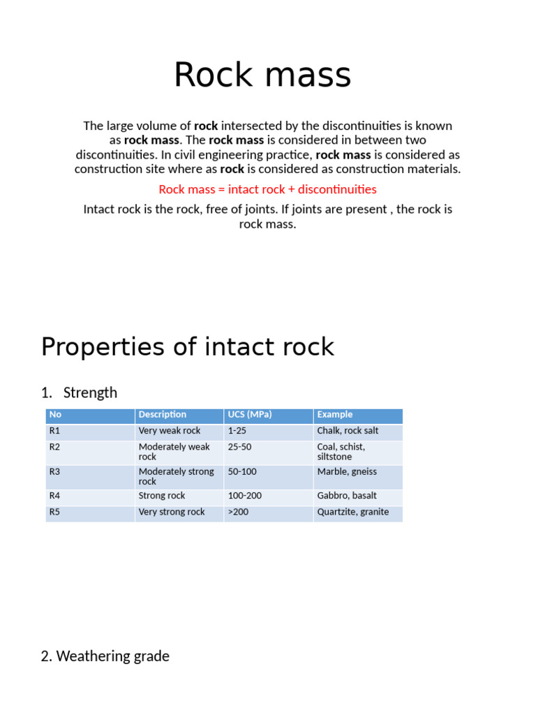 Understanding Rock Mass Properties and Classification | PDF | Rock ...