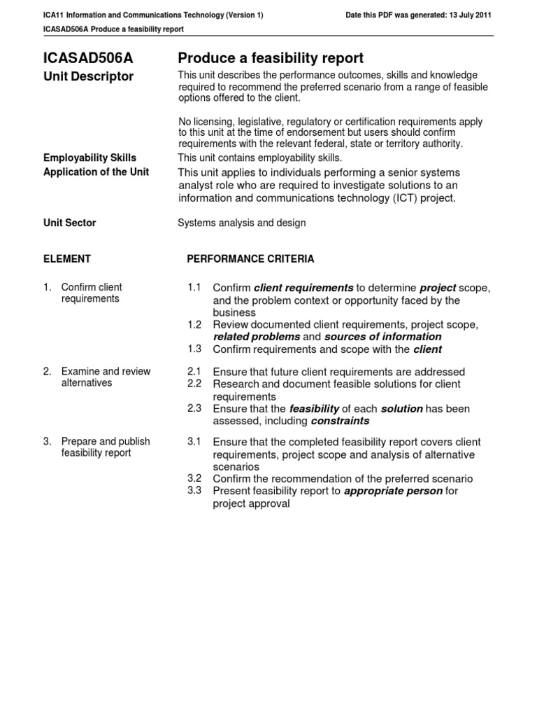 Example of feasibility report in technical writing picture