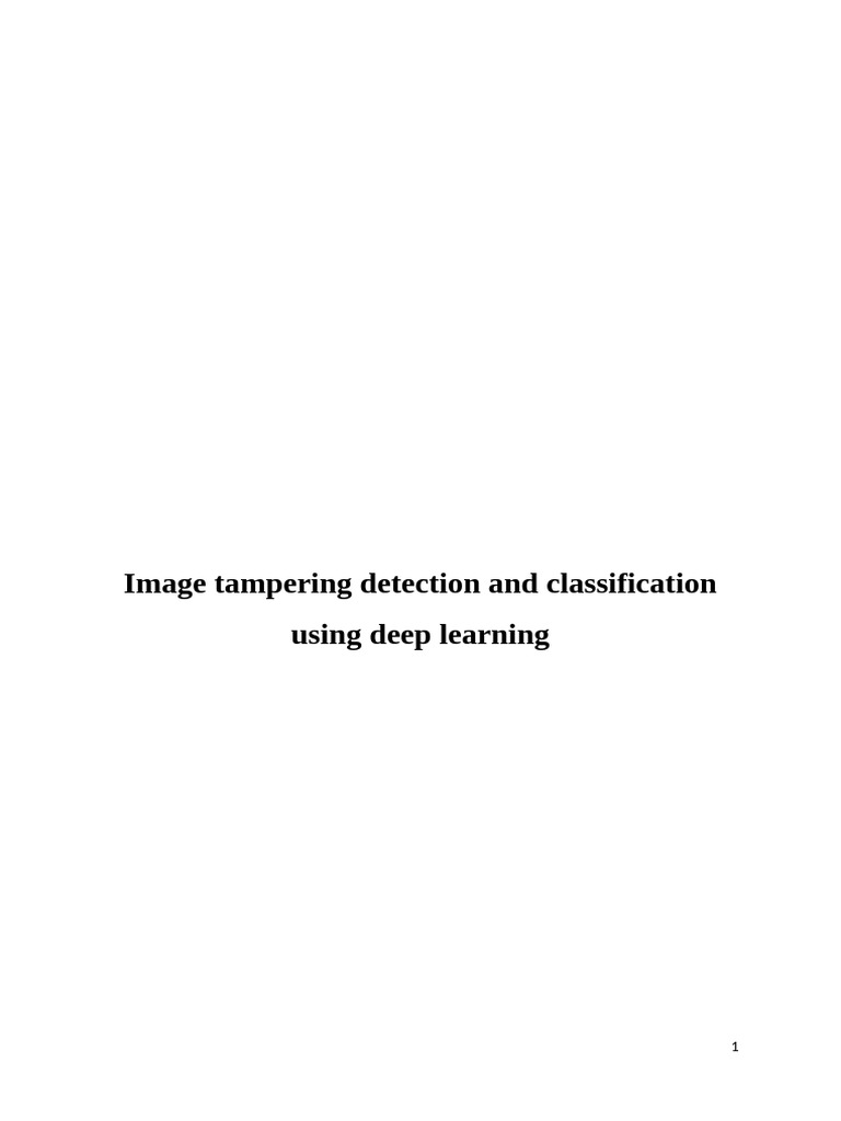 Deep Learning for Image Tampering Detection | PDF | Use Case | Unified ...