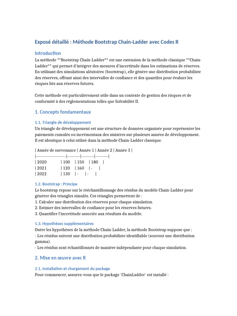 Bootstrap Chain Ladder Exposé | PDF | Bootstrap (statistiques) | Loi de ...