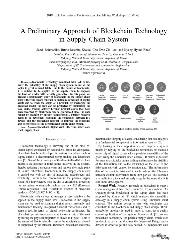 A Preliminary Approach of Blockchain Technology in Supply Chain System ...