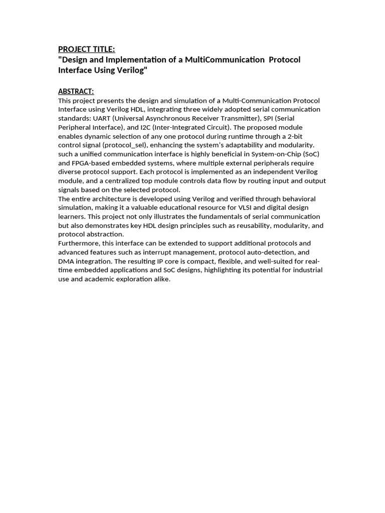 Verilog Multi-Protocol Interface Design | PDF