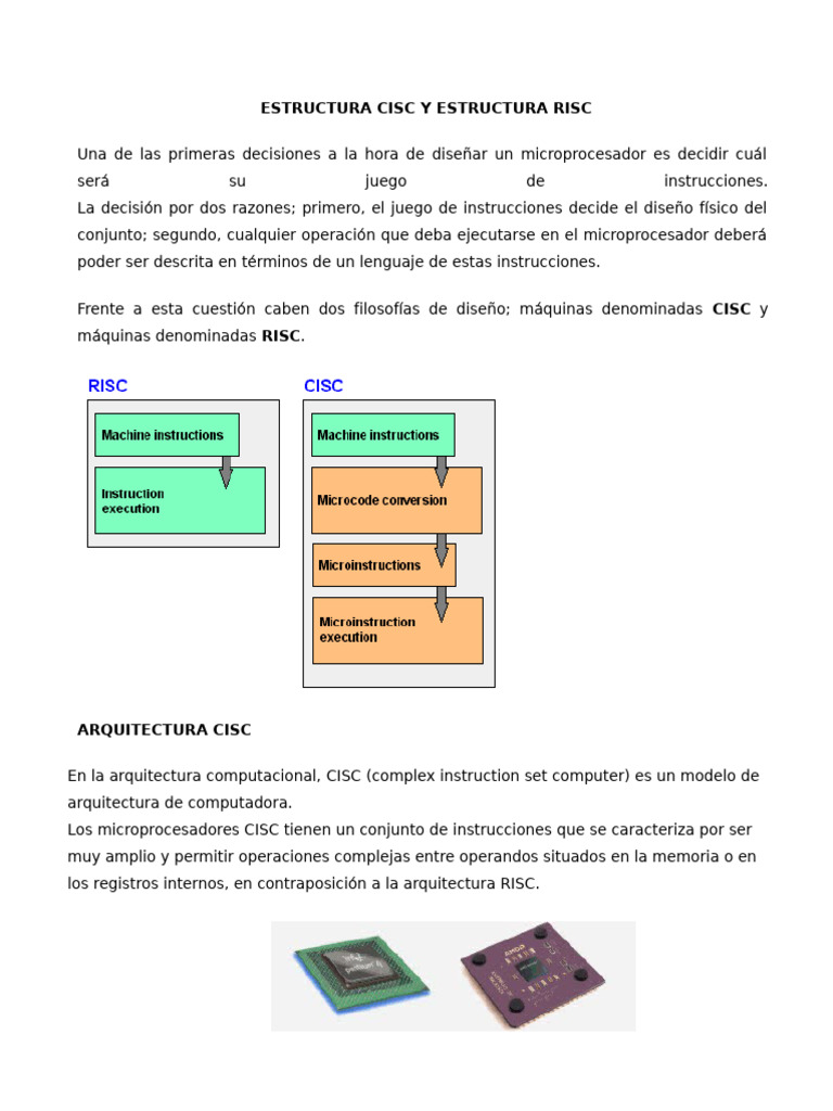 Estructura Cisc y Estructura Risc | PDF | Microprocesador | Unidad ...